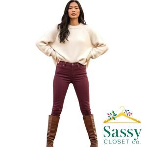 TALBOTS Simply Flattering Burgundy Skinny Jeans Jeggings 6 Stretch Pants EUC